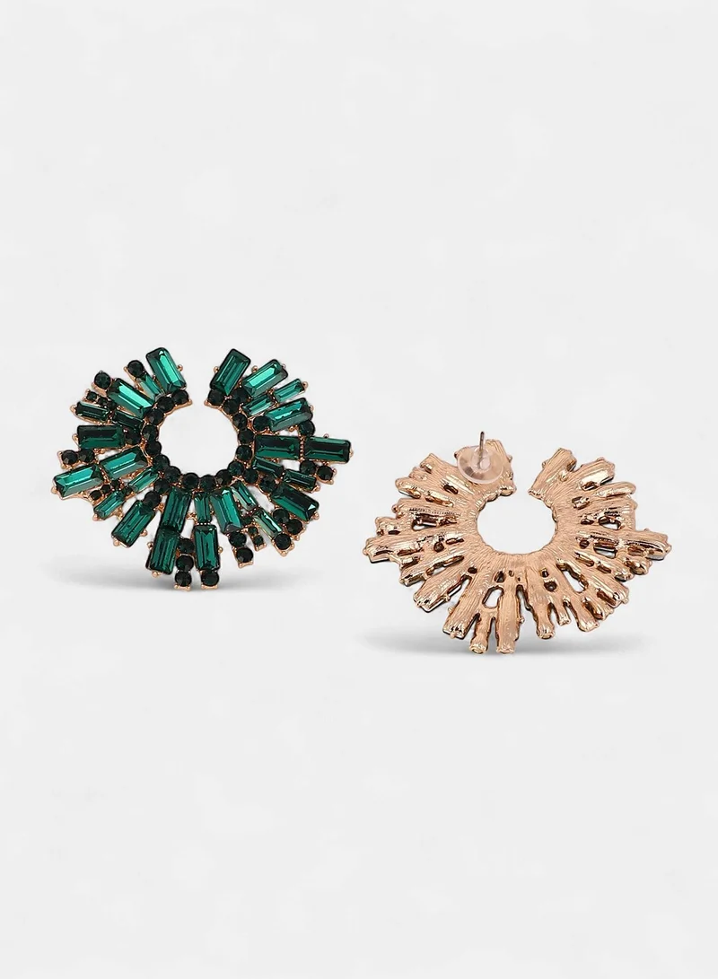 SOHI SOHI Women's The Lustre Beam Drop Earrings For Casual Wear | Emerald Green Colour | Alloy Material | Push Back Closure | Artificial Stone Earrings | Drop Earrings For Women & Girls