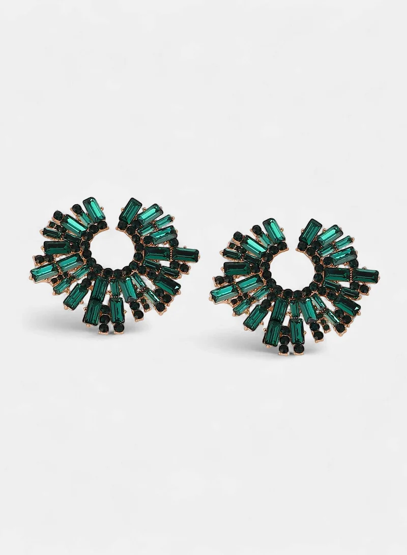 SOHI SOHI Women's The Lustre Beam Drop Earrings For Casual Wear | Emerald Green Colour | Alloy Material | Push Back Closure | Artificial Stone Earrings | Drop Earrings For Women & Girls
