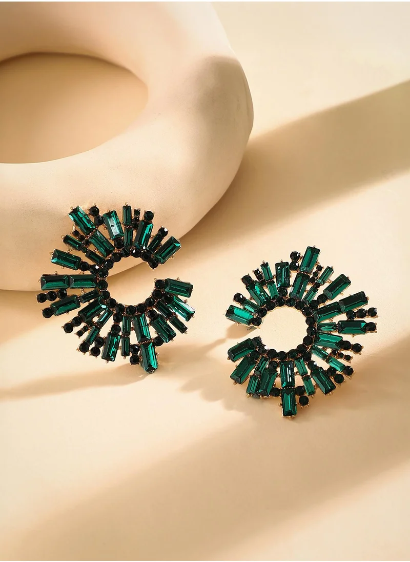 SOHI SOHI Women's The Lustre Beam Drop Earrings For Casual Wear | Emerald Green Colour | Alloy Material | Push Back Closure | Artificial Stone Earrings | Drop Earrings For Women & Girls
