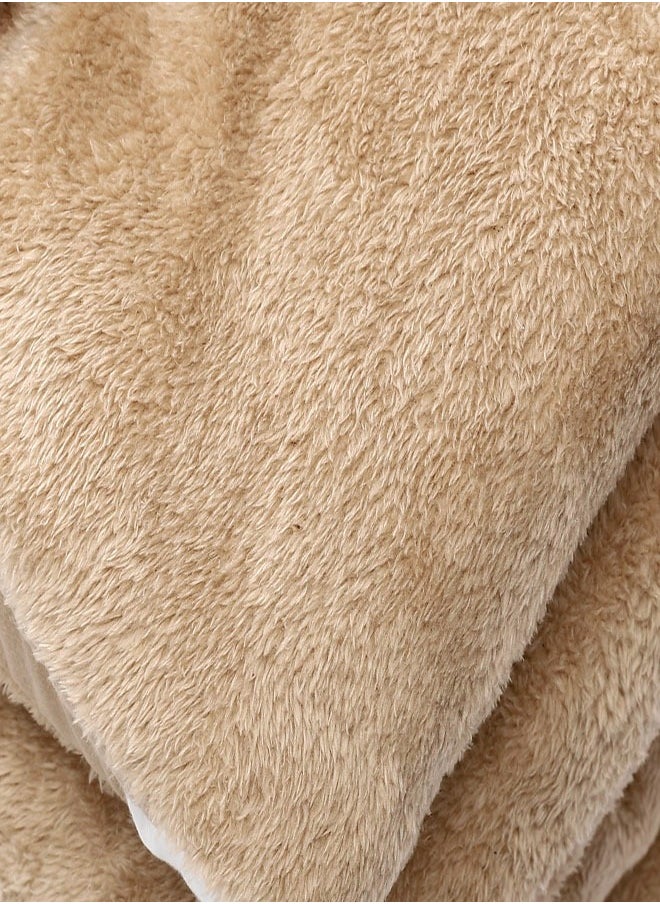 سنوز لحاف شتوي فرو دبل فيس، كارو براون، 220*235سم  - Image 3