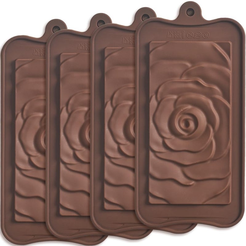 ionEgg ionEgg Break Apart Silicone Chocolate Bar Molds Rose Flower Mark Homemade Protein and Energy Bar Molds 4 Packs