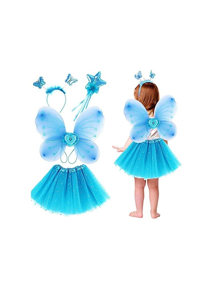 Captaintech Enchanting Fairy Costume for Girls with erfly Wings and Tutu Skirt Perfect for Parties and Dress Up Fun Pack of 4 - Image 1
