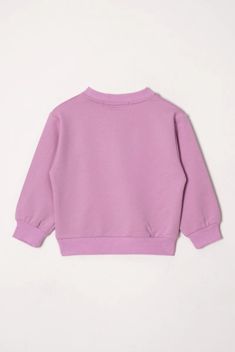 Acar Crew Neck Long Sleeve Daisy Embroidered Purple Color Girl Tracksuit