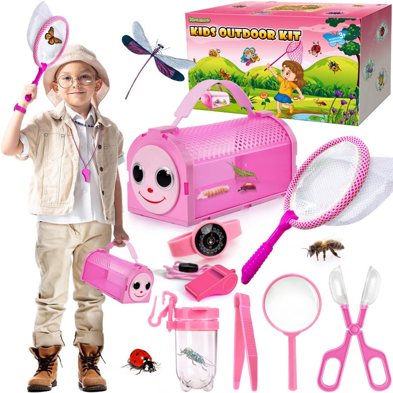 YOPINSAND Bug Catcher Kit Outdoor Explorer Kit for Kids 10 Pcs Bug Catching Kit with Toy Cage Backpack Manifying Glass Toy Net Outdoor Exploration Toys Gift for Boys Girls 312 - Image 3