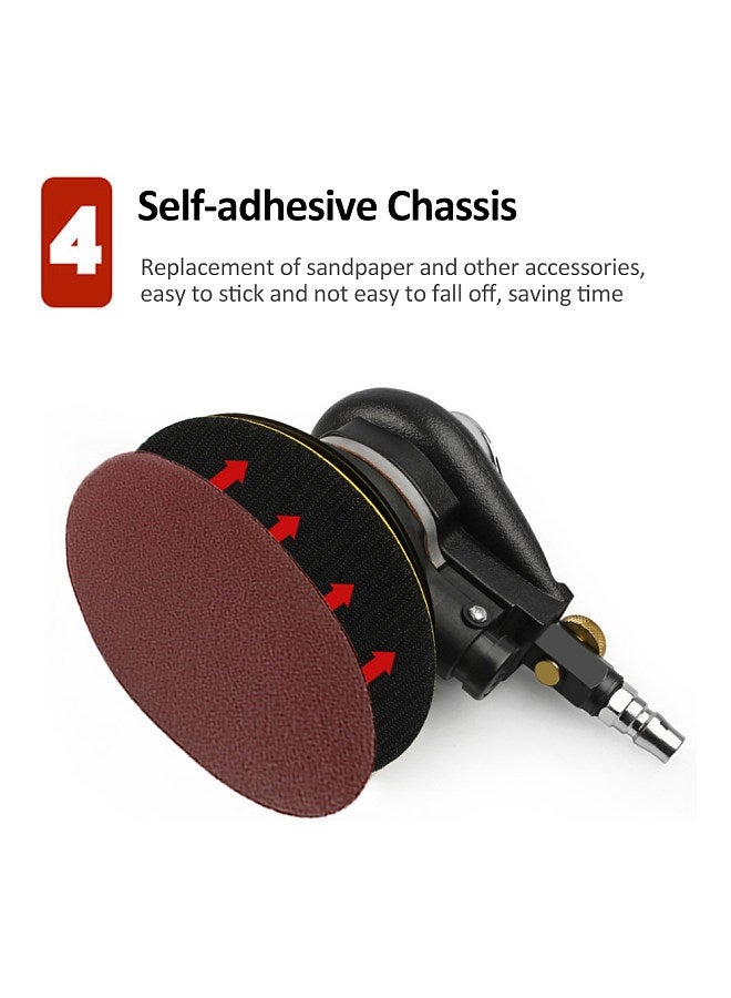 5'' Air Random Orbital Sander Heavy Duty Pneumatic Palm Sander with Hose and Bag Polishing Grinding Sanding for Car Metal Wood Wax Metal Work  - Image 5