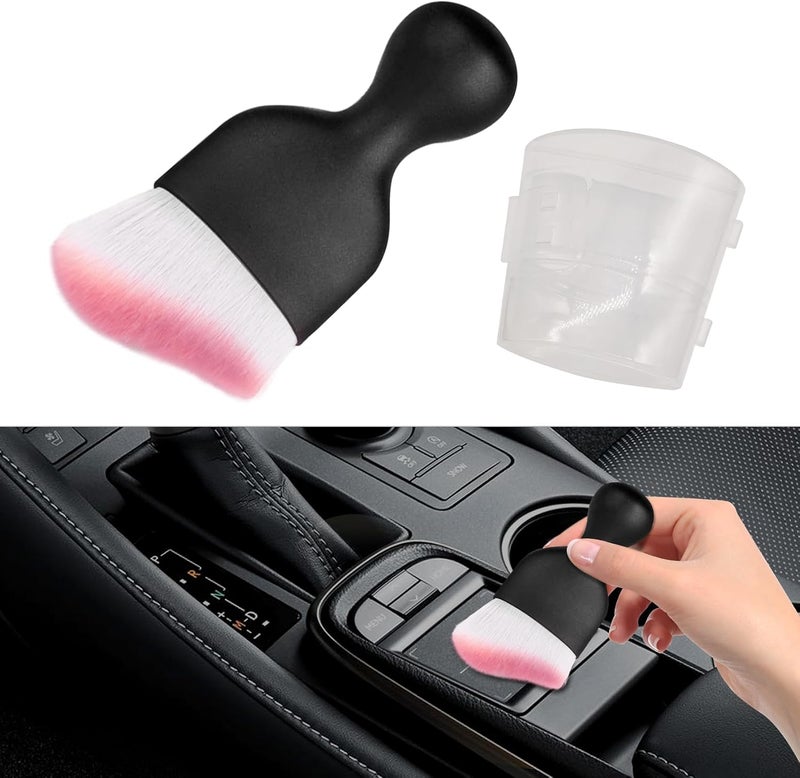 HAOBO Car Interior Detailing Brush, Auto Soft Hair Cleaning Brushes, Curved Dirt Dust Collectors, Car Interior Cleaning Tool for Dashboard Air Conditioner Vents Leather（White Pink） - Image 1