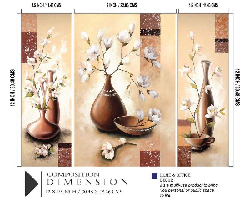 SAF paintings 6MM Flower Set of 3 Panel Digital Reprint 12 inch x 18 inch Painting (SAJM7721) SANFJM7721 - Image 2
