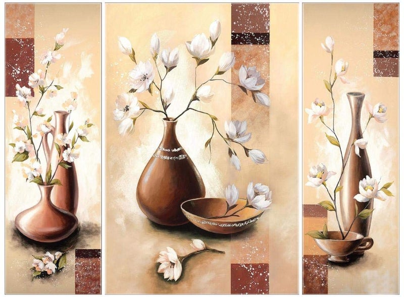 SAF paintings 6MM Flower Set of 3 Panel Digital Reprint 12 inch x 18 inch Painting (SAJM7721) SANFJM7721 - Image 5