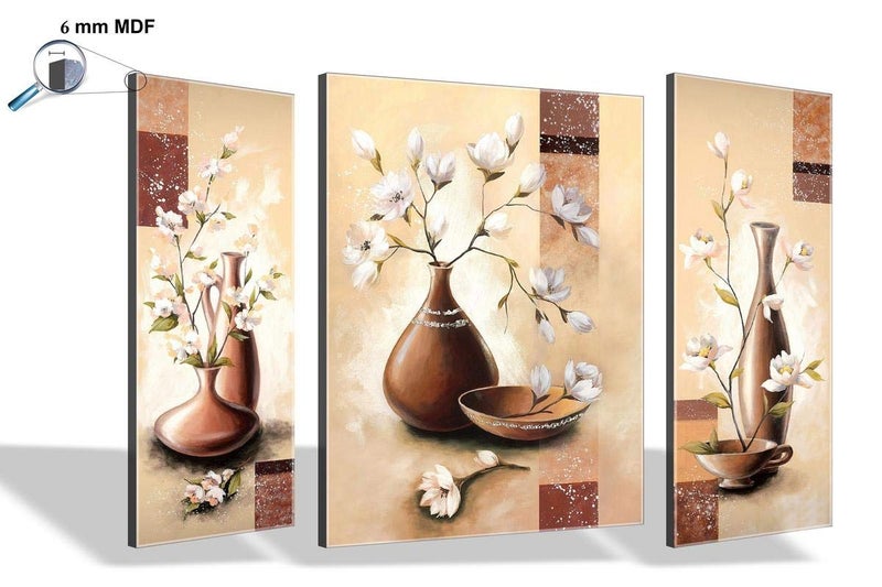 SAF paintings 6MM Flower Set of 3 Panel Digital Reprint 12 inch x 18 inch Painting (SAJM7721) SANFJM7721 - Image 4