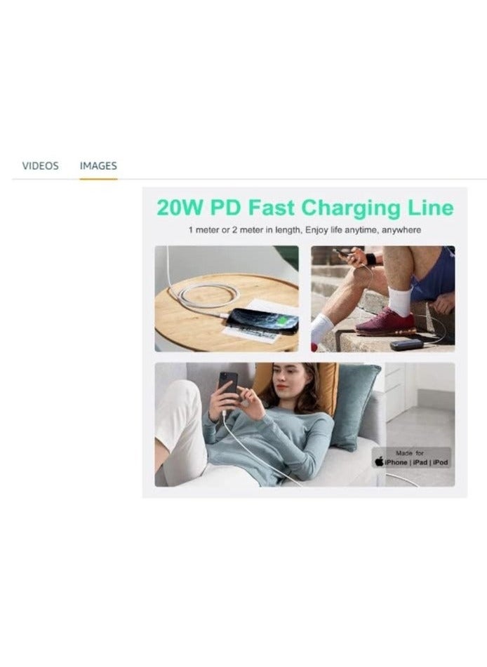 USB C to 8pin Cable Compatible with iPhone 13 Pro Max/12/11 Pro/X/XS/XR/8 Plus/AirPods Pro, Supports Power Delivery, 2M, White