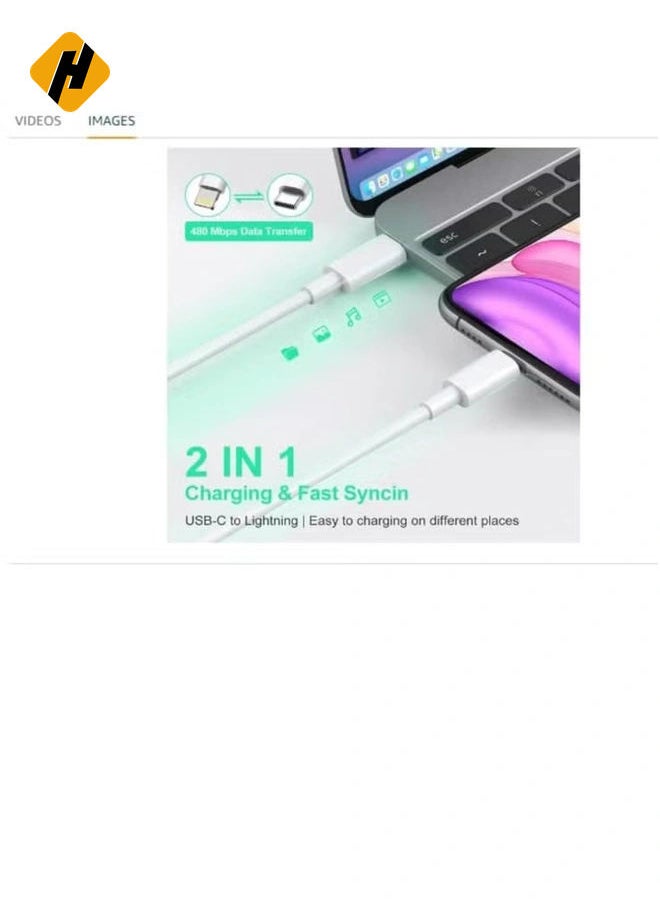 USB C to 8pin Cable Compatible with iPhone 13 Pro Max/12/11 Pro/X/XS/XR/8 Plus/AirPods Pro, Supports Power Delivery, 2M, White