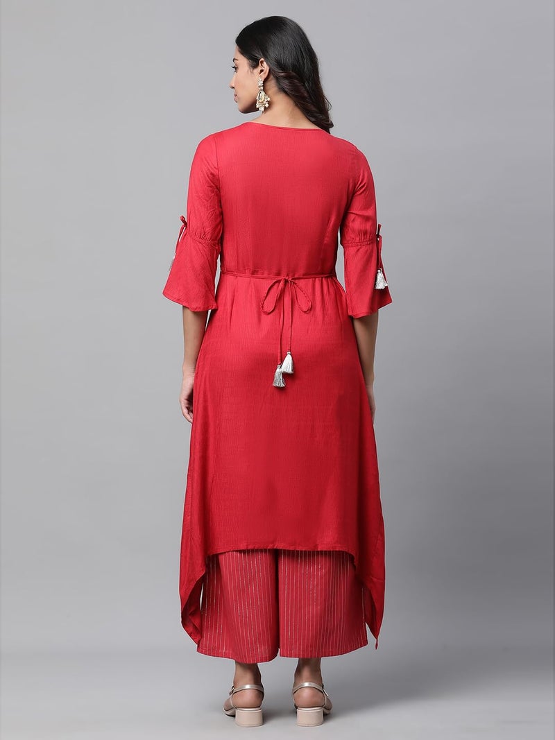Aurelia Women's Rayon Set (23AUAS14189-606174_Red - Image 4