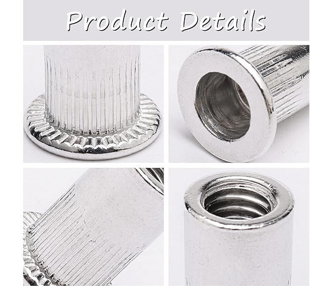 TheMujtaba Rivet Nut Zinc Plated Flat Head Metric Threaded Rivetnut, Insert Nut, insert Rivet Nut (Pack of 100) (M12) - Image 3
