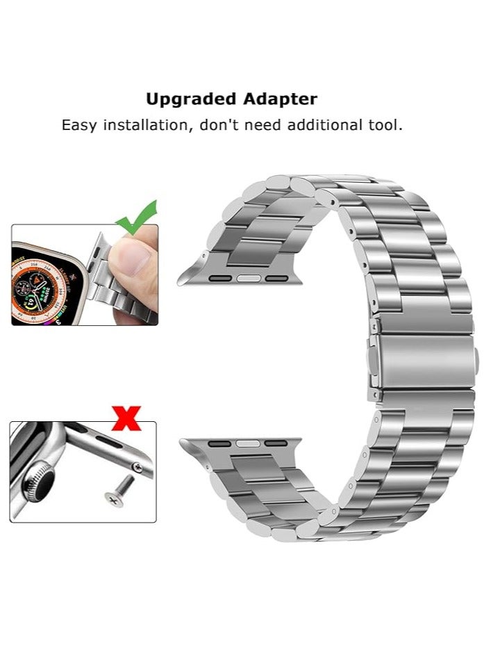 adhomax Band Metal Replacement Strap Compatible with ultra iWatch 42mm 44mm 45mm, Stainless Steel Metal Replacement Strap for ultra iWatch Series SE 1 to Series 10  - Image 3