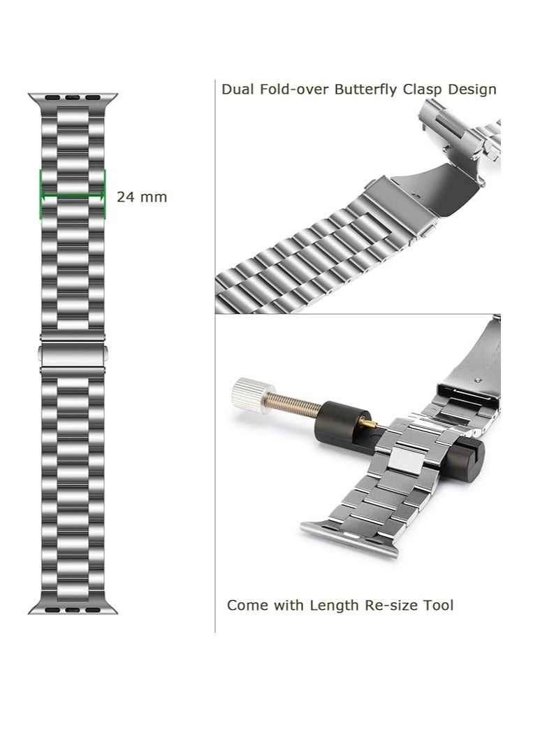 adhomax Band Metal Replacement Strap Compatible with ultra iWatch 42mm 44mm 45mm, Stainless Steel Metal Replacement Strap for ultra iWatch Series SE 1 to Series 10  - Image 4