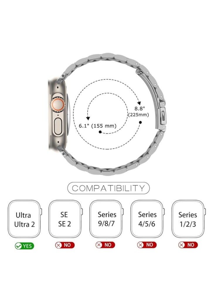 adhomax Band Metal Replacement Strap Compatible with ultra iWatch 42mm 44mm 45mm, Stainless Steel Metal Replacement Strap for ultra iWatch Series SE 1 to Series 10  - Image 5