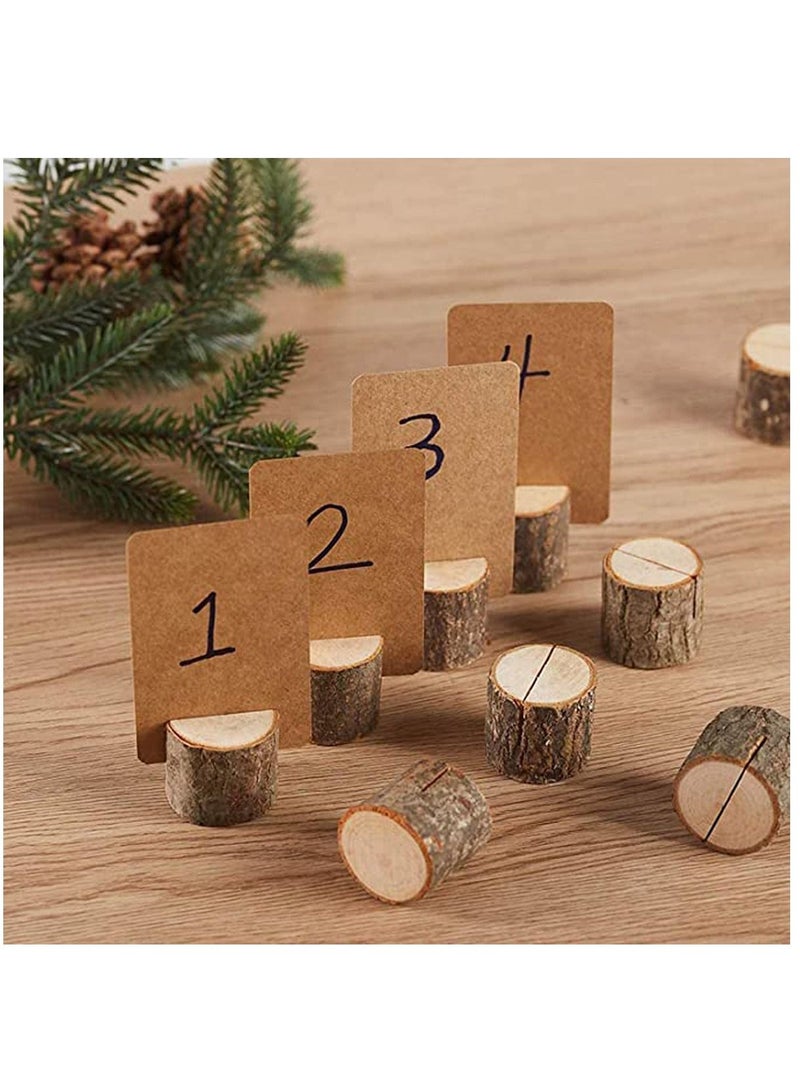 Generic Wood Place Card Holders, 10 Pcs Premium Rustic Table Number Holders and 10 Pcs Kraft Table Place Cards, Wood Photo Holders, Ideal for Wedding Party Table Name and More  - Image 3