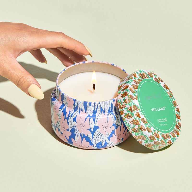 Capri Blue Scented Candles for Women & Men - Pattern Play Travel Tin Small Candles - Soy Wax Blend - Luxury Home Decor with Notes of Tropical Fruits and sugared Citrus (Volcano, 8.5 oz) - Image 2