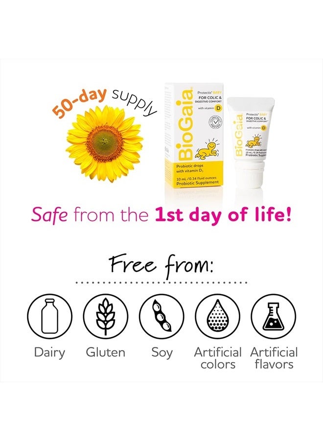 BioGaia قطرات بروبيوتيك للأطفال من بروتيكيس + فيتامين د | يقلل من المغص والغازات والتقيؤ | براز صحي | يقلل من البكاء والانزعاج ويعزز الراحة الهضمية | حديثي الولادة والأطفال الرضع | 0.34 أونصة - Image 3