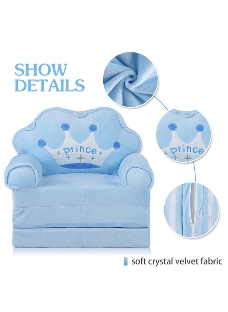 Foldable Toddler Sofa, Kids Couch with Removable Cover, Toddler Couch Bed for Bedroom (Blue) - Image 3