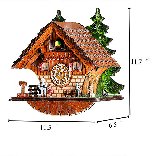 Kintrot Cuckoo Clock Traditional Chalet Black Forest House Clock Handcrafted Wooden Wall Pendulum Quartz Clock - Image 3
