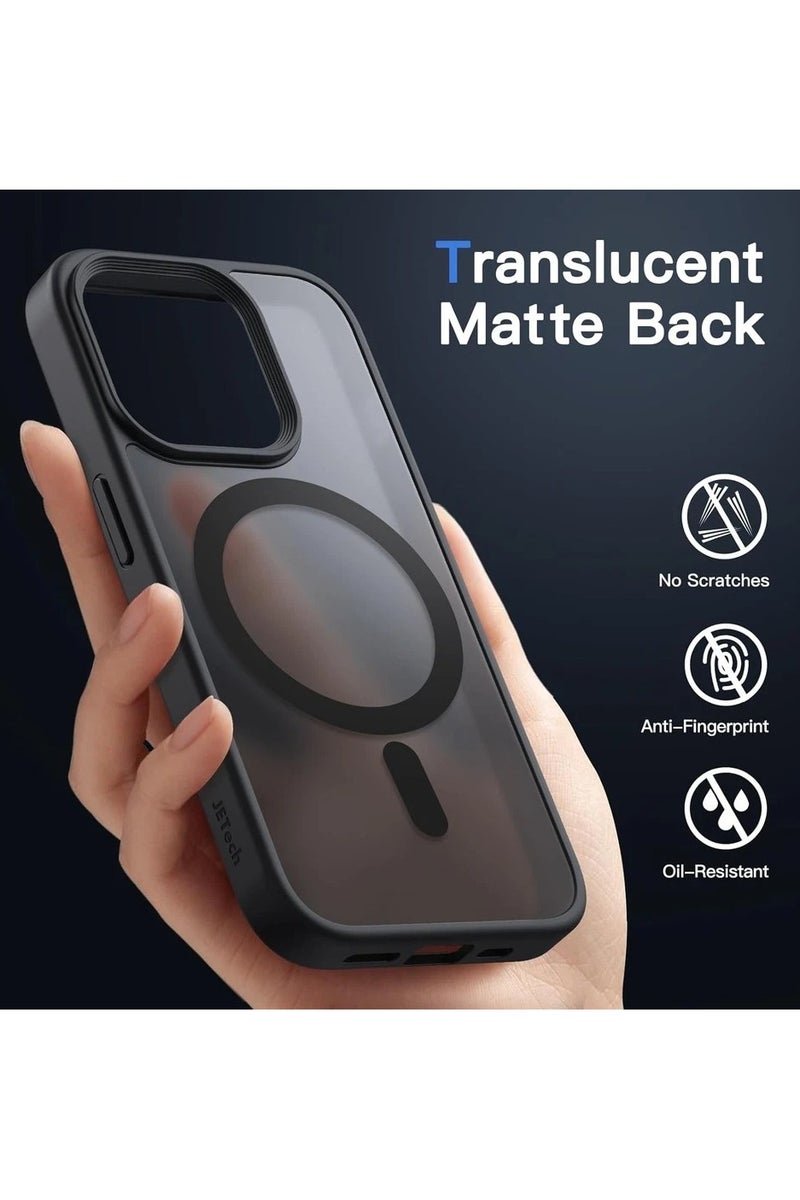 حافظة سوداء مصممة مغناطيسية لهاتف iPhone  15 Pro ، حماية من الدرجة العسكرية ومتوافقة مع MagSafe، ظهر  غير لامع مع حافظة هاتف ذات حافة ناعمة لون أسود - Image 4