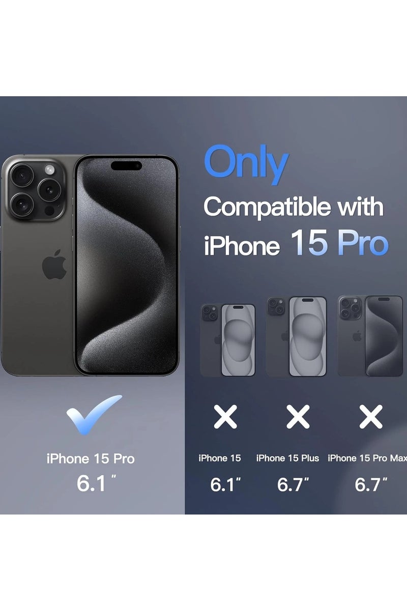 حافظة سوداء مصممة مغناطيسية لهاتف iPhone  15 Pro ، حماية من الدرجة العسكرية ومتوافقة مع MagSafe، ظهر  غير لامع مع حافظة هاتف ذات حافة ناعمة لون أسود - Image 2