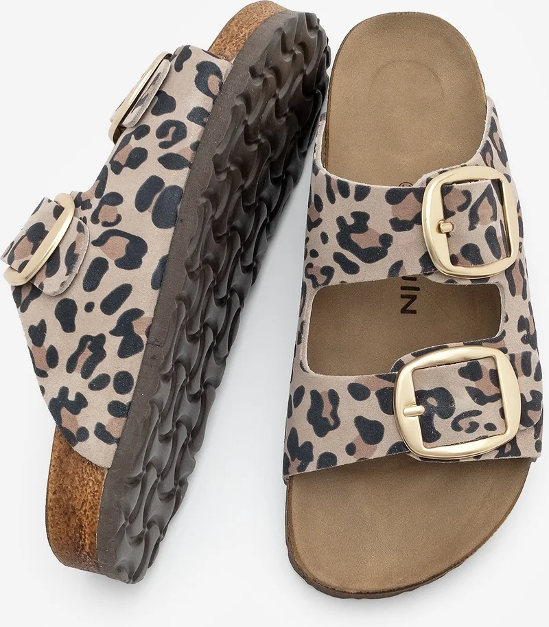 مارجين Margin Women's Leather Daily Slippers Double Banded Slippers Eva Sole Poly