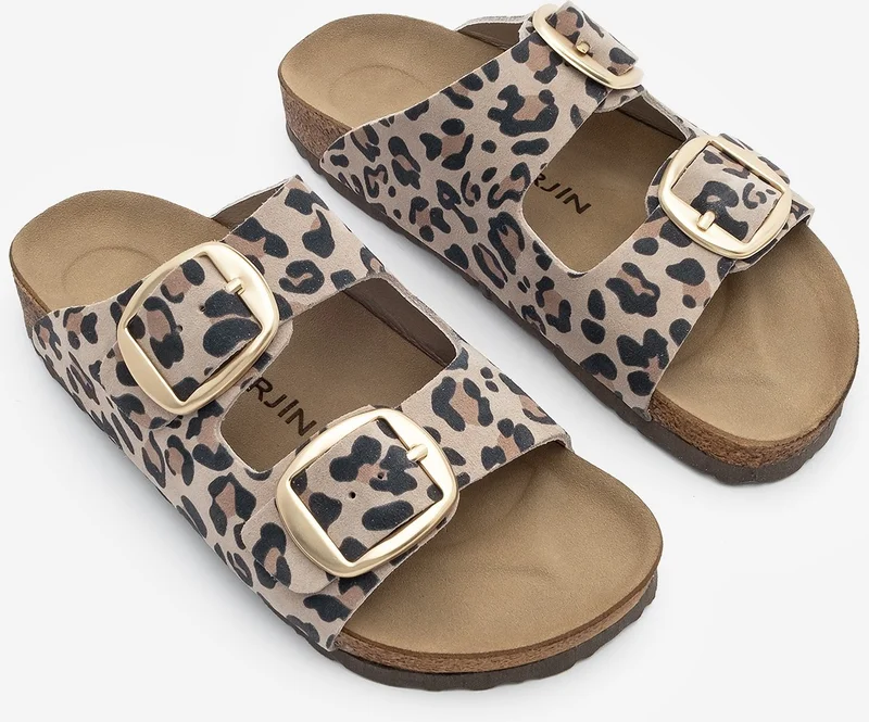 مارجين Margin Women's Leather Daily Slippers Double Banded Slippers Eva Sole Poly