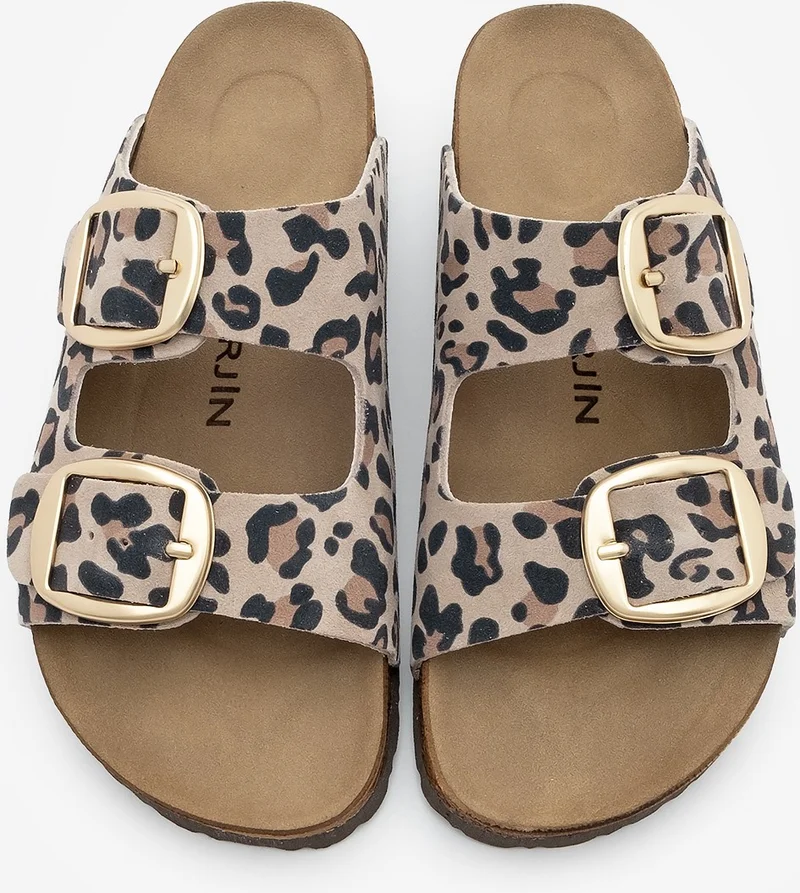 مارجين Margin Women's Leather Daily Slippers Double Banded Slippers Eva Sole Poly