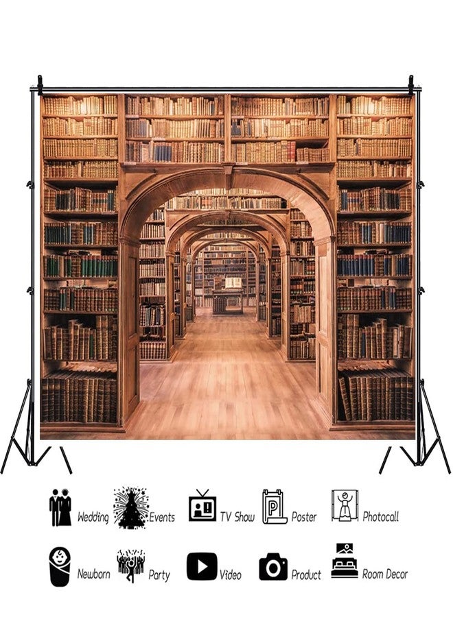 لياكو خلفية رفوف كتب خشبية عتيقة من Laeacco، مقاس 8 × 6 قدم، مناسبة لمكتبات الكليات القديمة، وحفلات التخرج، والمؤتمرات، ولصور الأولاد والبنات، ومقاطع الفيديو، ولافتات المنتجات، ودعائم كشك التصوير، مصنوعة من الفينيل. - Image 4