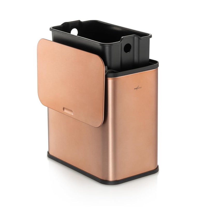 RED FACTOR RedFactor Stainless Steel Hanging Trash Can with Lid and Inner Bucket â€“ Slim 1.3 Gallon Odor-Free Compost Bin for Kitchen Cabinet, Countertop, Under Sink, or Bathroom (Copper) - Image 4