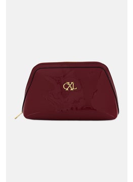 CXL by Christian Lacroix Women Brand Logo Large Cosmetic Pouch, Maroon  - Image 1