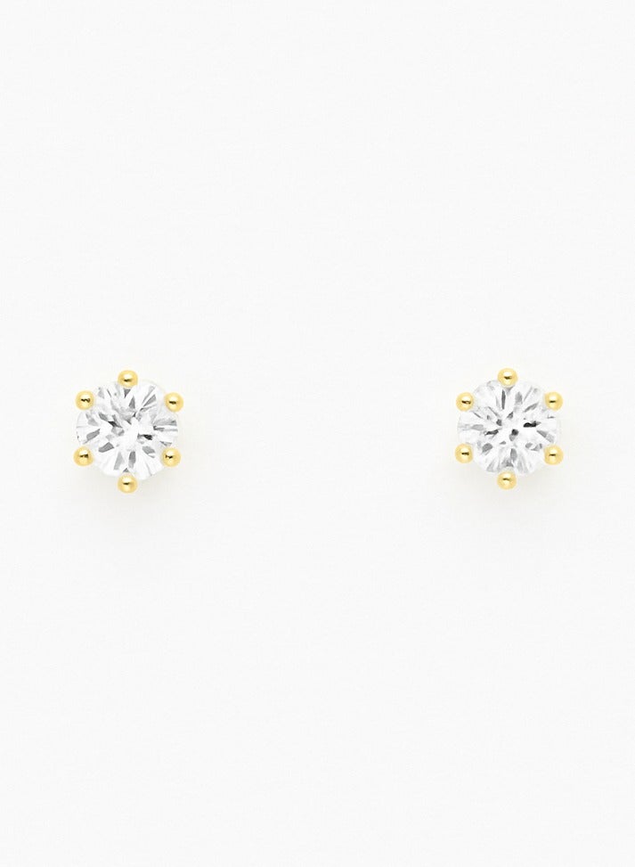 Earss 2 mm Cubic Zirconia Round | Stainless Steel | 18K Gold Plated - Image 1