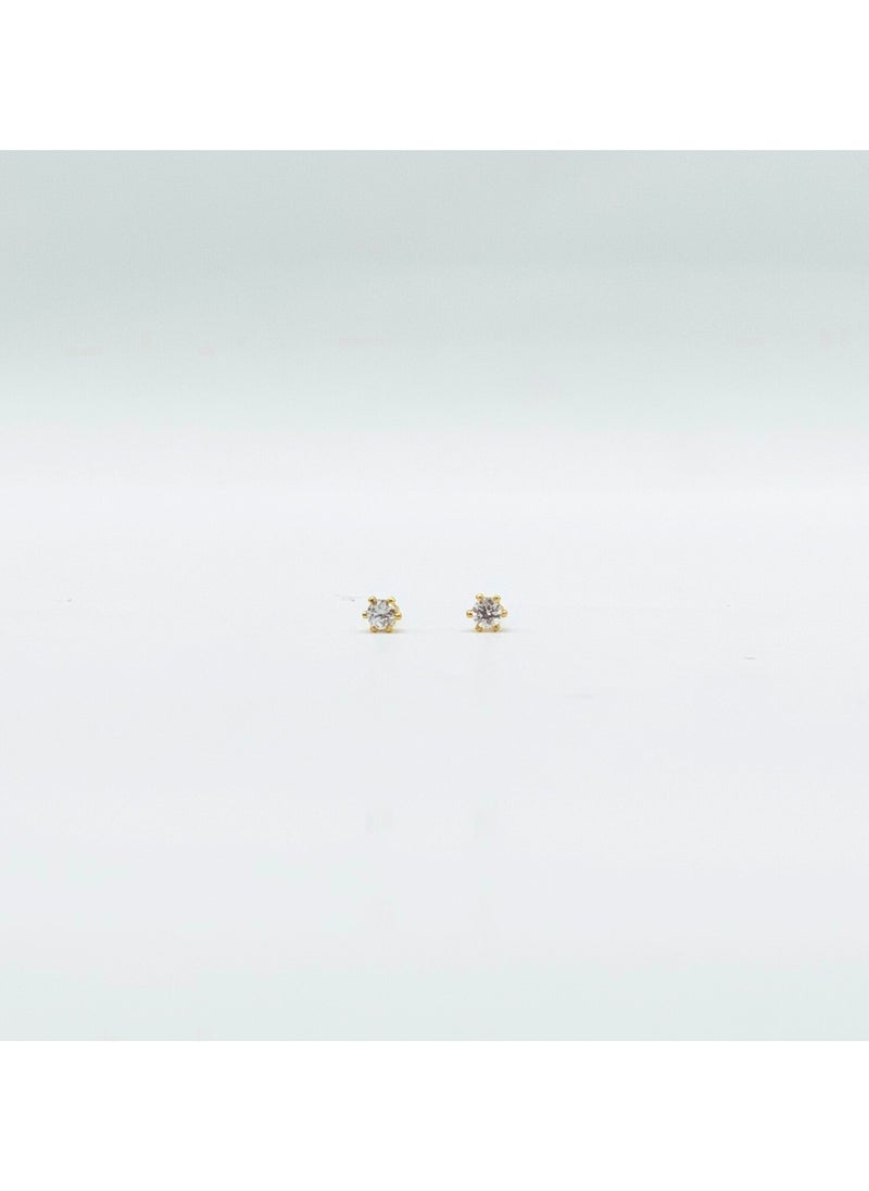 Earss 2 mm Cubic Zirconia Round | Stainless Steel | 18K Gold Plated  - Image 1
