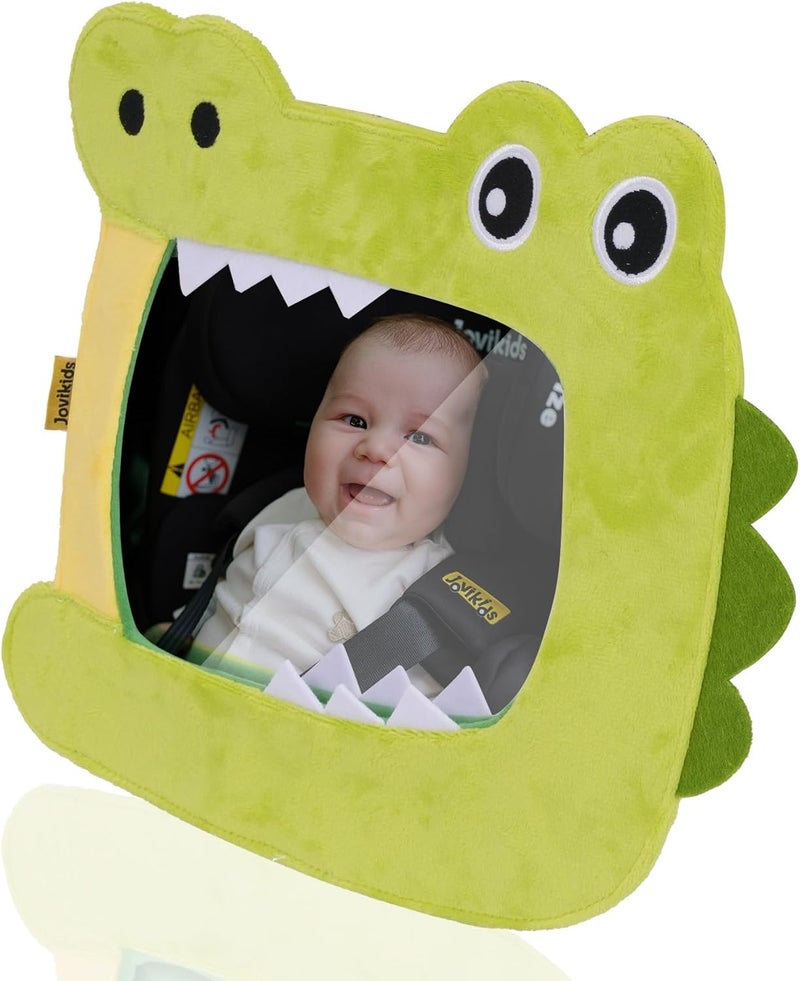 جوفيكيدز Jovikids مرآة الطفل غير القابلة للكسر للمقعد الخلفي لمقاعد السيارة المواجهة للخلف، رؤية بزاوية واسعة، حامل مسند رأس قابل للتعديل، أحزمة آمنة، مرآة أمان للأطفال معتمدة في اختبارات التصادم للسيارات - Image 1
