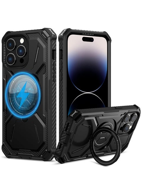 iPhone 15 Pro Max MagSafe Case Cover Protector Protection with Magnetic Wireless Charging Back Invisible Ring Stand Phone Holder Kickstand Cell Anti-scratch Comfortable Shockproof Accessory