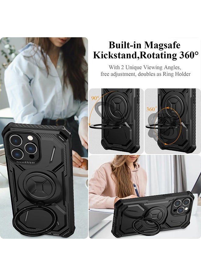 iPhone 15 Pro Max MagSafe Case Cover Protector Protection with Magnetic Wireless Charging Back Invisible Ring Stand Phone Holder Kickstand Cell Anti-scratch Comfortable Shockproof Accessory