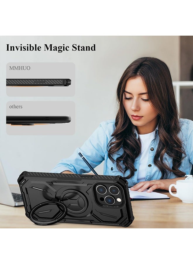 iPhone 15 Pro Max MagSafe Case Cover Protector Protection with Magnetic Wireless Charging Back Invisible Ring Stand Phone Holder Kickstand Cell Anti-scratch Comfortable Shockproof Accessory