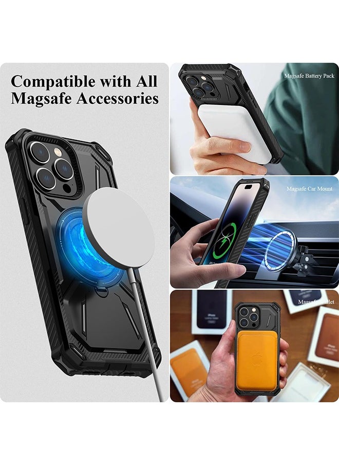 iPhone 15 Pro Max MagSafe Case Cover Protector Protection with Magnetic Wireless Charging Back Invisible Ring Stand Phone Holder Kickstand Cell Anti-scratch Comfortable Shockproof Accessory