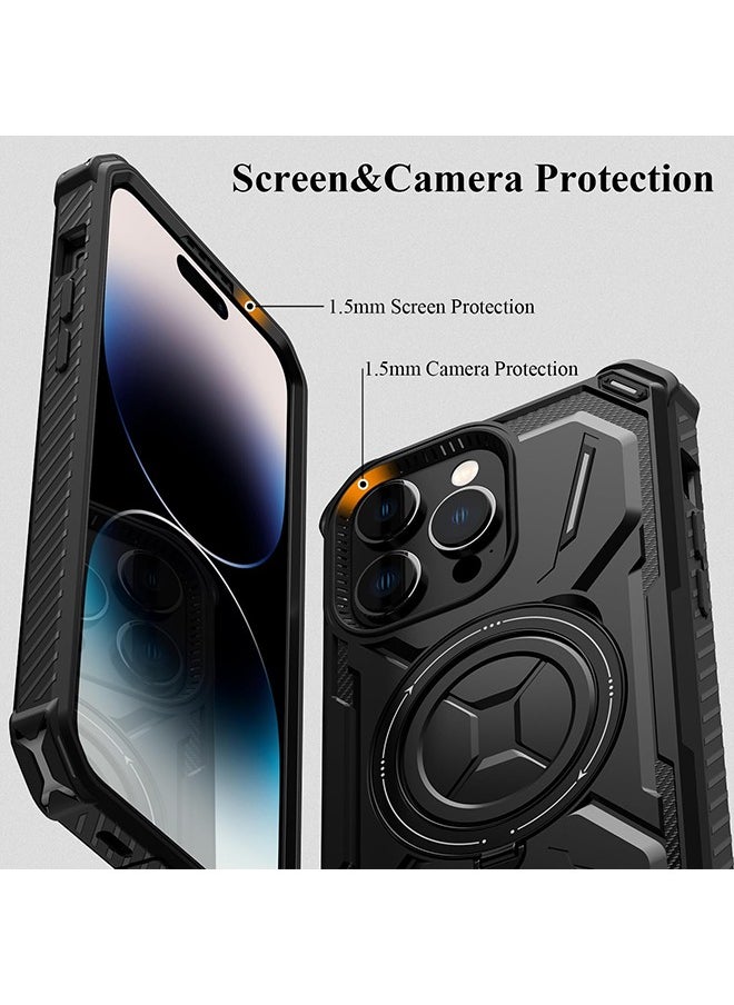 iPhone 15 Pro Max MagSafe Case Cover Protector Protection with Magnetic Wireless Charging Back Invisible Ring Stand Phone Holder Kickstand Cell Anti-scratch Comfortable Shockproof Accessory
