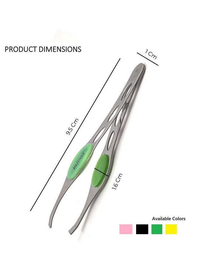 MAJESTIQUE Eyelash Curler With Eyebrow Pluker Tweezers Fit All Eye Shape Curved Lash Curler Natural And Long Lasting Eyelash Curler For Women 2Pcs  - Image 3