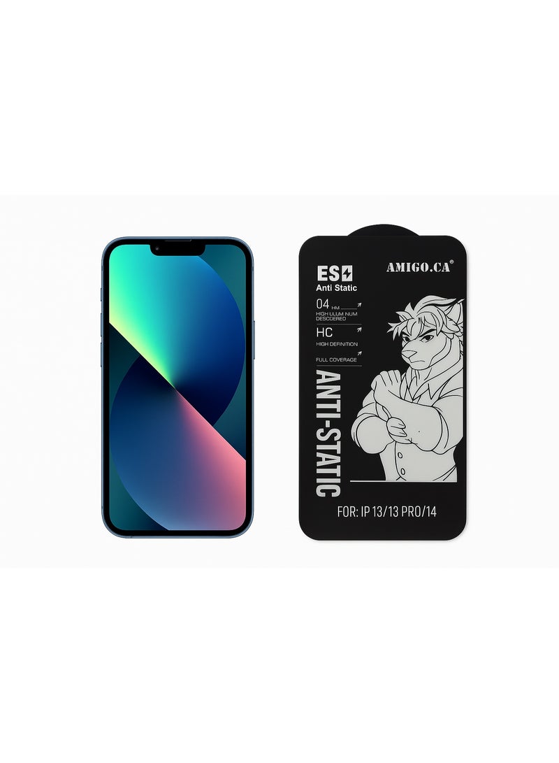 Amigo Anti-Break Screen Protector for iPhone 13 – iPhone 13 Pro – iPhone 14 – High-Quality Tempered Glass Providing Effective Protection Against Daily Scratches and Impacts with Crystal-Clear Clarity and Full Screen Coverage - Image 1