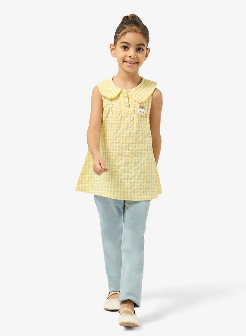 Pinata Yellow Collared Gingham Top - Image 4