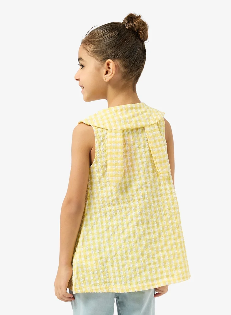 Pinata Yellow Collared Gingham Top