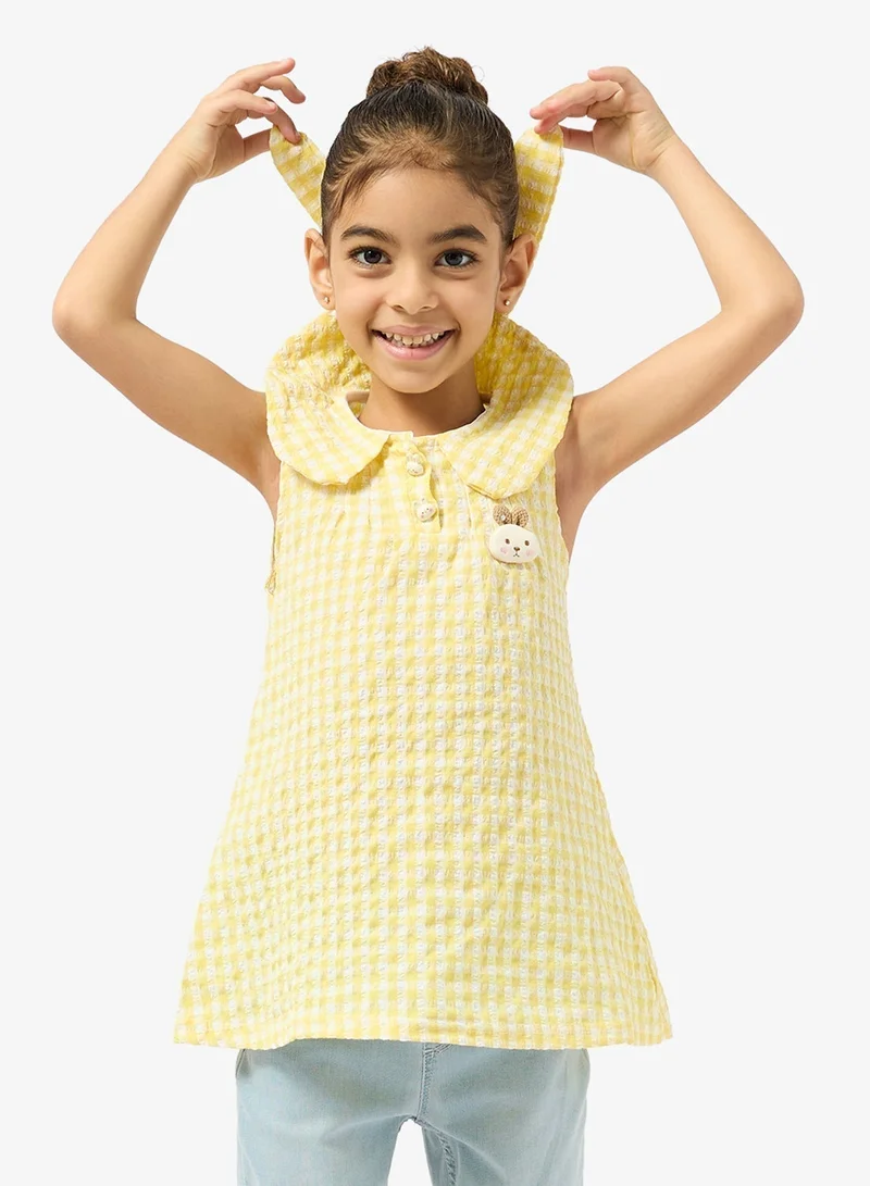 Pinata Yellow Collared Gingham Top