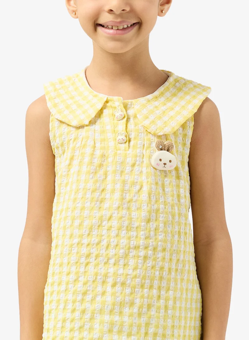 Pinata  Yellow Collared Gingham Top for Women | Best Price UAE