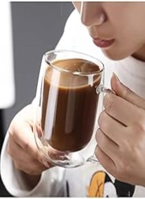 Double Glass Nescave Mug - Double Tier Mug for Nescave and Various Beverages