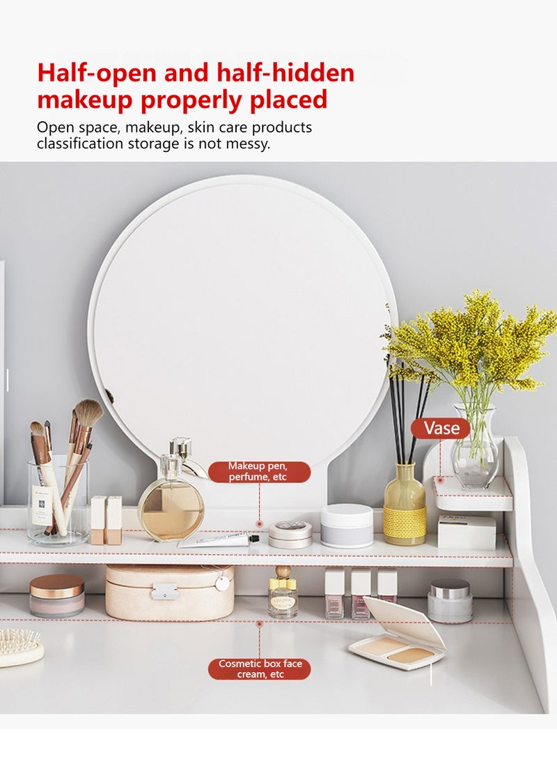 Sharpdo - Modern Minimalist Bedroom Dressing Table with LED Makeup Mirror, 7 Drawers for Storage and Partition Storage (Without Dressing Chair) - Image 1