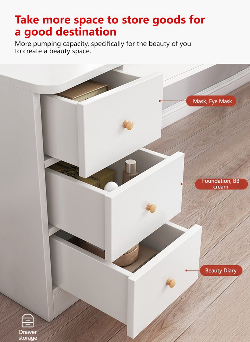 Sharpdo - Modern Minimalist Bedroom Dressing Table with LED Makeup Mirror, 7 Drawers for Storage and Partition Storage (Without Dressing Chair) - Image 1